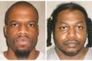 FILE - This file photo combo of images provided by the Oklahoma Department of Corrections shows Clayton Lockett, left, and Charles Warner. Lockett and Warner, two death row inmates whose executions were delayed while they challenged the secrecy behind the state's lethal injection protocol, are scheduled to die Tuesday, April 29, 2014, in Oklahoma's first double execution in nearly 80 years. (AP Photo/Oklahoma Department of Corrections, File)