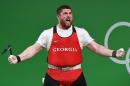 Georgia's Lasha Talakhadze during the men's +105kg weightlifting competition at the Rio 2016 Olympic Games on August 16, 2016