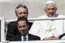 File photo of Pope's butler, Paolo Gabriele with Pope Benedict XVI at St. Peter's Square in Vatican