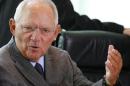 German Finance Minister Schaeuble gestures during a cabinet meeting at the Chancellery in Berlin
