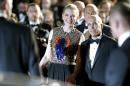 Head of Dreamworks Jeffrey Katzenberg, right, and actress Cate Blanchett leave after the screening of How To Train Your Dragon 2 at the 67th international film festival, Cannes, southern France, Friday, May 16, 2014. (AP Photo/Thibault Camus)