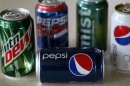 A variety of soft drinks produced by Pepsico are seen on a kitchen counter in Golden