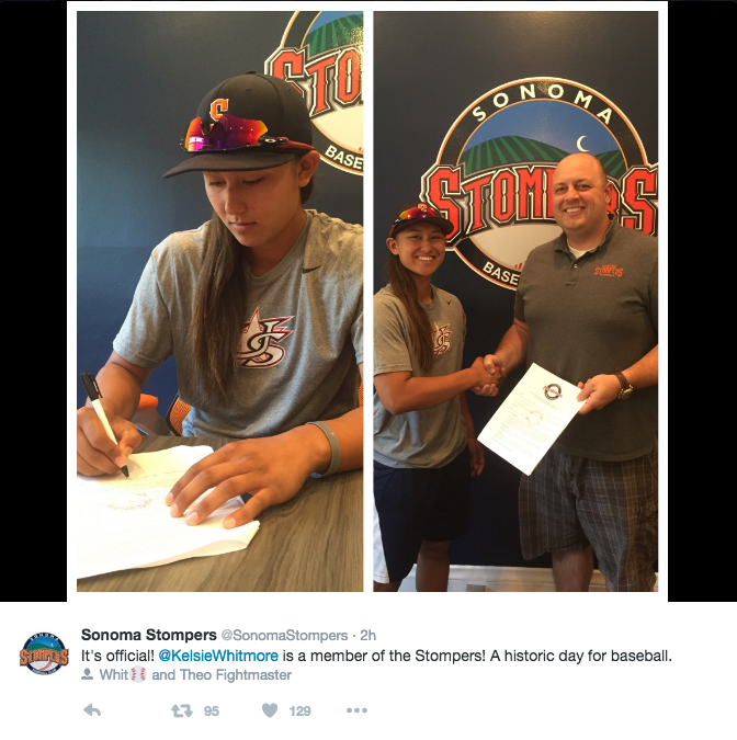 Kelsie Whitmore is one of two women who will sign with the Sonoma Stompers. (Screenshot via @SonomaStompers on Twitter)