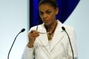 Presidential candidate Marina Silva of Brazilian Socialist Party takes part in a TV debate in Sao Paulo
