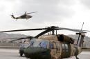 The new helicopters seen during a handover ceremony held to deliver Black Hawk in Amman