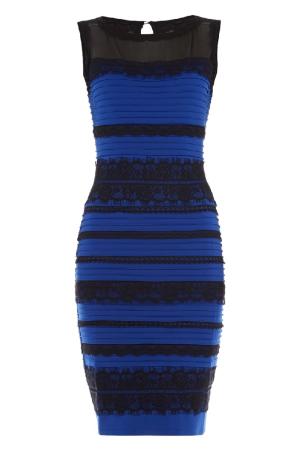 ... the dress really is -- blue with black lace, or white with gold lace