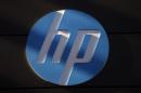 A Hewlett-Packard logo is seen at the company's Executive Briefing Center in Palo Alto