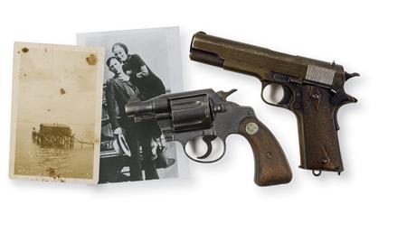 Two pistols, shown in this RR Auction photograph, found on the bodies of famed Depression-era outlaws Bonnie Parker and Clyde Barrow after they were killed by a posse in 1934 have sold at auction for a total of $504,000at an auction in Nashua, New Hampshire on September 30, 2012. REUTERS/RR Auction/Handout