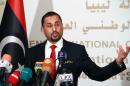 Saleh al-Makzom, Libyan deputy president of the General National Congress, speaks during a press conference on January 29, 2015 in Tripoli