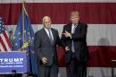 Republican presidential candidate Donald Trump (R) campaigns with Indiana Governor Mike Pence on July 12, 2016 in Westfield, Indiana
