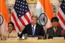 US Secretary of State Kerry participates with Indian minister Swaraj and Commerce Secretary Pritzker at US-India Strategic & Commercial Dialogue at the State Department in Washington