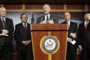 U.S. senators attend a news conference at Capitol on immigration reform in Washington