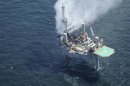 Handout photo showing a cloud of natural gas rising from the Hercules 265 drilling rig located 55 miles off the coast of Louisiana