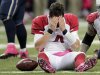 Arizona Cardinals quarterback Kevin Kolb reacts after being sacked during the third quarter of an NFL football game against the St. Louis Rams, Thursday, Oct. 4, 2012, in St. Louis. The Rams won 17-3. (AP Photo/Tom Gannam)
