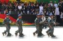 Bolivian soldiers take part during the inauguration of a military schoo,l which Bolivia's government said would teach an "anti-imperialist" doctrine, in Warnes near Santa Cruz