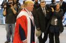 Donald Trump is pictured as he recieves an Honorary award of Doctor of Business Administration at Robert Gordon University in Aberdeen, Scotland, on October 8, 2010