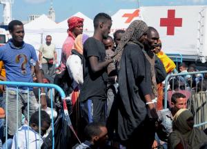 Migrants wait in Catania harbour after being rescued&nbsp;&hellip;