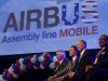 Officials attend ceremonies announcing that Airbus will establish its first assembly plant in the United States in Mobile, Ala., Monday, July 2, 2012. From left: Barry Eccleston, Airbus President & CEO Fabrice Bregier, Alabama Gov. Robert Bentley and Mobile, Ala. Mayor Sam Jones. The French-based company said the Alabama plant is expected to cost $600 million to build and will employ 1,000 people when it reaches full production, likely to be four planes a month by 2017. (AP Photo/Dave Martin)