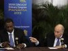 FIFA President Joseph "Sepp" Blatter gestures next to CONCACAF President Jeffrey Webb during a news conference at the CONCACAF congress in Panama City