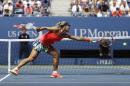 Angelique Kerber, of Germany, can't make a shot against Roberta Vinci, of Italy, during the quarterfinals of the U.S. Open tennis tournament, Tuesday, Sept. 6, 2016, in New York. (AP Photo/Julio Cortez)
