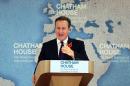 British Prime Minister David Cameron delivers a speech at the Chatham House thinktank in central London on November 10, 2015, where he outlined his proposed plan for changes to Britain's EU membership