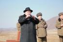 KCNA picture of North Korean leader Kim Jong Un inspecting a KPA flight drill