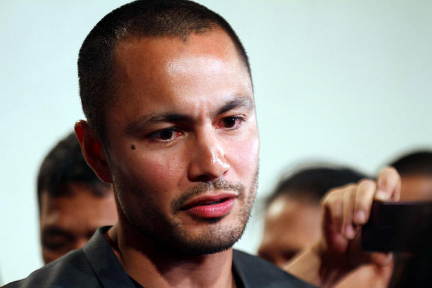 29 February 2012: Actor, Derek Ramsay, seen during the launch of Corazon: Ang Unang Aswang at the Dolphy Theater, ABS-CBN Compound in Quezon City. (Ibarra Siapno/NPPA Images)