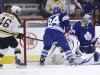 Bruins' Krejci scores on Maple Leafs' Reimer during the second period in Game 4 of their NHL Eastern Conference quarter-final hockey playoff series in Toronto