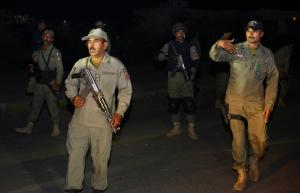 Pakistani paramilitary troops patrol near the site&nbsp;&hellip;