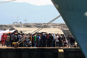 Migrants disembark from Italian military ship &quot;Etna&quot;&nbsp;&hellip;