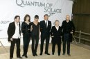 FILE - This Jan. 24, 2008 file photo shows actors, from left, Mathieu Amalric, Gemma Arterton, Olga Kurylenko, Daniel Craig, Judy Dench, and director Marc Forster posing at a photo call for the Bond film, "Quantum of Solace," at Pinewood Studios in Buckinghamshire, England. Georgia's film industry is booming and big plans are in the works for major studio projects. Of those studio projects in the works, one being planned in Fayette County, a short drive south of Atlanta, could be a game changer. British film studio Pinewood Shepperton PLC, home to the James Bond franchise, has reportedly been in talks with a group of investors to manage and operate the facility. It would be Pinewood's first production facility in the U.S. (AP Photo/Kirsty Wigglesworth, File)