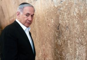Israeli Prime Minister Benjamin Netanyahu looks on &hellip;