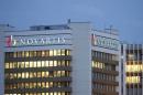 Logo of Swiss drugmaker Novartis is seen at its headquarters in Basel
