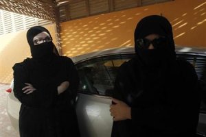 Female Saudi motorists speak to the media after driving …