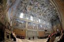 Pope Benedict XVI leads a special meeting with artists in the Sistine Chapel at the Vatican