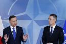 Poland's President Duda and NATO Secretary-General Stoltenberg hold a joint news conference in Brussels