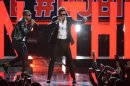 Pharrell Williams and Robin Thicke perform at the 2013 BET Awards in Los Angeles