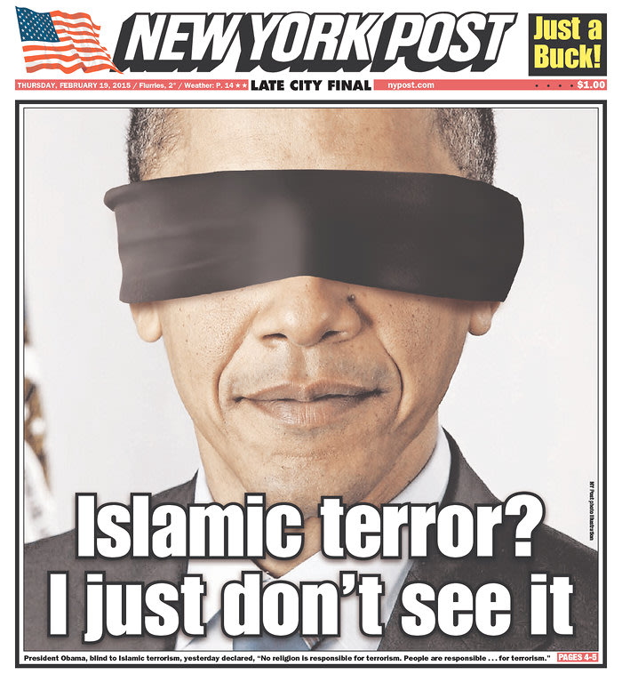 The New York Post mocks Obama's take on 'Islamic' terrorism