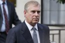 FILE- In this Wednesday, June 6, 2012 file photo, Britain's Prince Andrew leaves King Edward VII hospital in London after visiting his father Prince Philip . Two days after an intruder was discovered prowling around Buckingham Palace, police confronted Prince Andrew, the second son of Queen Elizabeth II, in the royal residence's garden and demanded he identify himself. The embarrassing mix-up occurred on Wednesday, Sept. 4, 2013, following an even more embarrassing security breach Monday, when a suspected burglar was arrested after having scaled the fence around the palace. (AP Photo/Sang Tan, File)