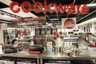 <p>               In this Oct. 27, 2011 photo, Calphalon cookware is displayed at J.C. Penney, in New York. J.C. Penney Co. is reporting a loss in the third quarter as the department store operator’s results were weighed down by restructuring costs and management transition charges. (AP Photo/Mark Lennihan)