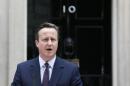 Britain's Prime Minister David Cameron speaks outside Number 10 Downing Street to announce he will form a new majority goverment in London