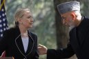 U.S. Secretary of State Clinton and Afghan President Karzai hold a joint news conference in Kabul