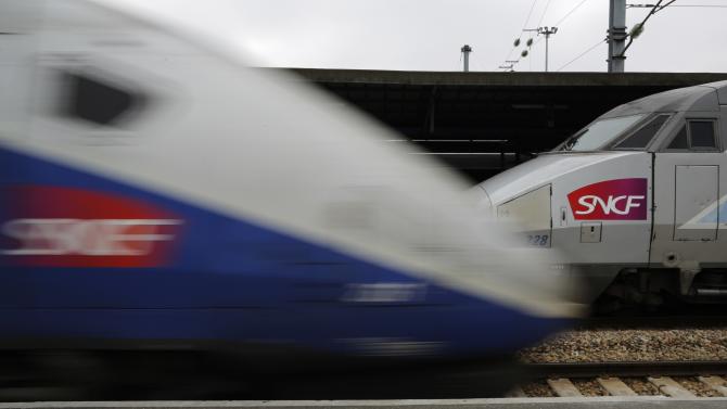 French High Speed Trains made by French train maker Alstom are pictured at Nantes railway station