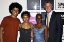 File photo of New York City mayoral candidate de Blasio, his wife McCray, daughter Chiara and son Dante posing for a picture at an event in Manhattan, New York,