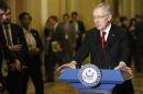 Reid addresses reporters at the U.S. Capitol in Washington