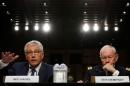 Hagel and Dempsey testify at a hearing about the IS on Capitol Hill in Washington