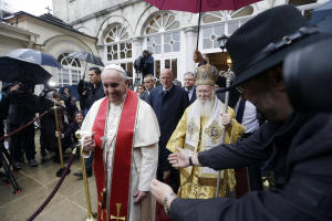 Pope Francis, left, and Ecumenical Patriarch Bartholomew …