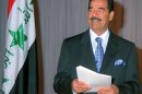 Iraqi President Saddam Hussein delivers a televised speech on July 17, 1998 in Baghdad