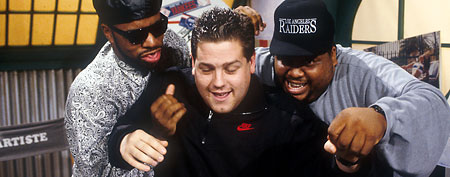 Ted Demme, producer of Yo! MTV Raps with Hosts Ed Lover (left) and Dr. Dre at the MTV Studios in 1988. Photo by Frank Micelotta/ImageDirect