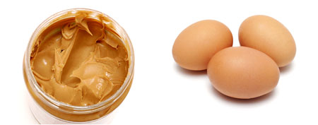 (L-R) Peanut Butter, Eggs (ThinkStock)